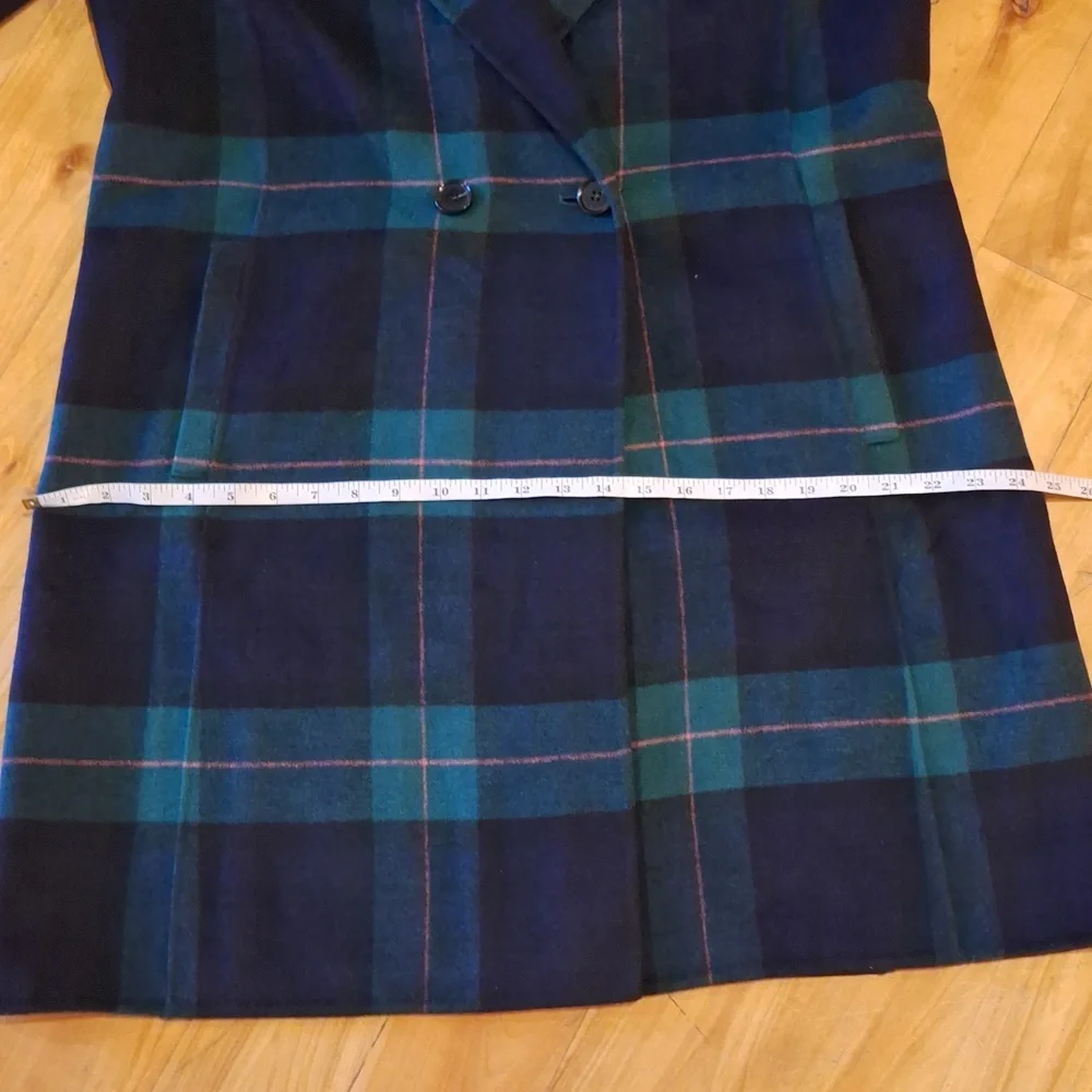 NWOT Talbots Double Face Wool Blend Tartan Coat Blue Green Size 12 Petite - Picture 13 of 14